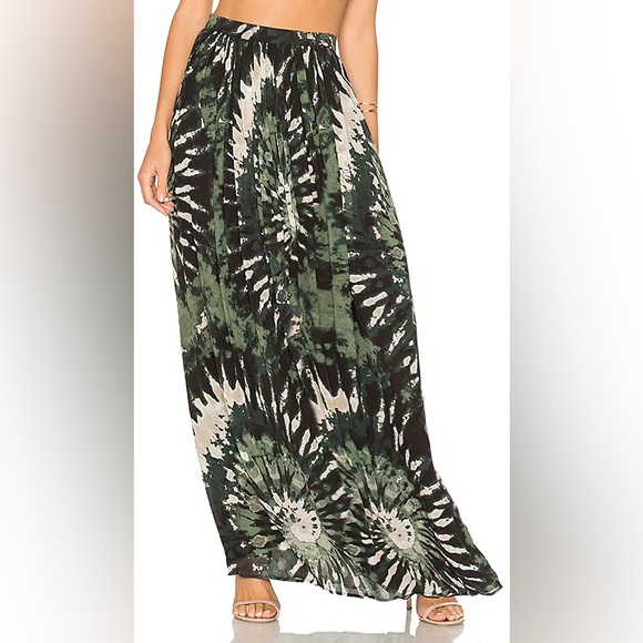 Ronny Kobo silk maxi skirt green tie dye silk georgette Raquelle skirt sz Small - Picture 9 of 11